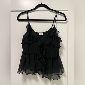 ARITZIA—Wilfred Black Ruffled Camisole Top
